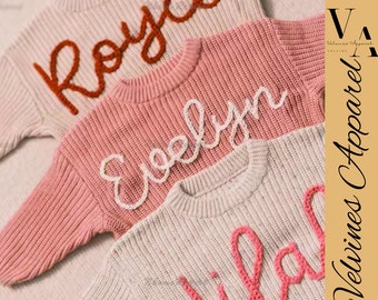 Custom Name Baby Sweater Personalized Hand embroidered Name Baby Sweater Custome Baby Name Sweater Baby Bespoke Baby Jumper Baby Sweater