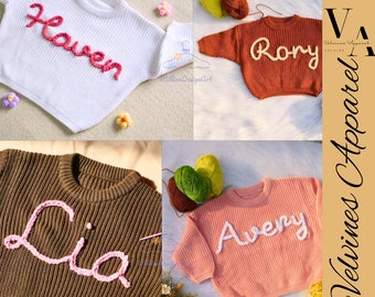 Custom Name Baby Sweater Personalized Hand embroidered Name Baby Sweater Custome Baby Name Sweater Baby Custom Baby Sweater Baby Boy Sweater