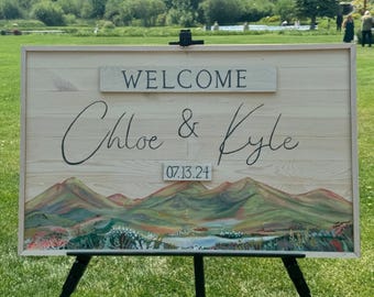 Hand Painted Wooden Wedding Welcome Sign