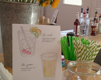Customizable Watercolor Wedding Cocktail Menu Sign