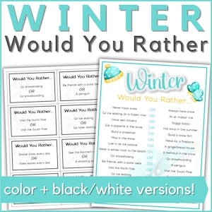 Winter Would You Rather Game - a this or that winter fun kids activity printable for winter break activities