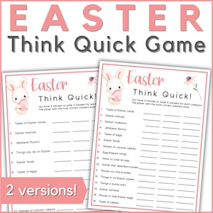 Easter Think Quick Game - a fast paced, fun printable Easter party game for adults, kids or the whole family - Easter printable activity