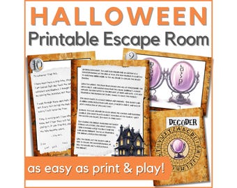 Gioco di fuga dalla stanza di Halloween per bambini: attività puzzle stampabile (dagli 8 ai 12 anni o per tutta la famiglia) (PDF)