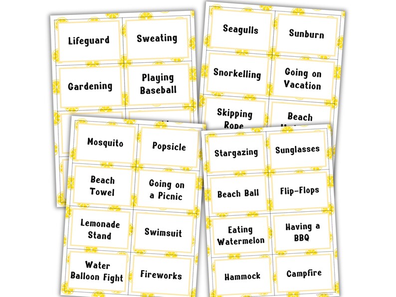 Summer Charades Game Printable | Summer Party Game for Kids, Adults ...