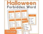 Halloween Forbidden Word Party Game - Halloween printable game cards for adults, teens, and kids (PDF Download)