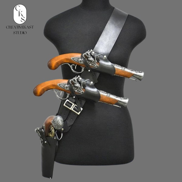 Étui pour épée médiévale, ensemble d'épées pour GN, étui en cuir noir, armes de déguisement, cosplay, guerrier, fourreau, steampunk, épéiste, chevalier, Burning Man