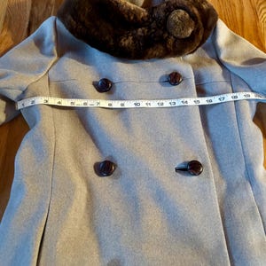 Vintage Double Breasted Coat with Fur Button Collar