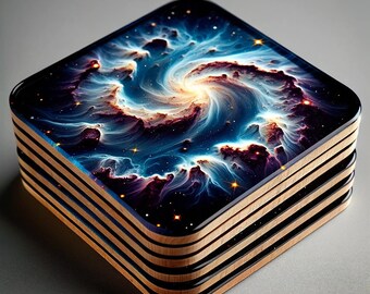Galactic Sip" - Handcrafted Cosmic Resin Coasters