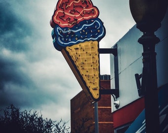 Ice cream cone neon sign