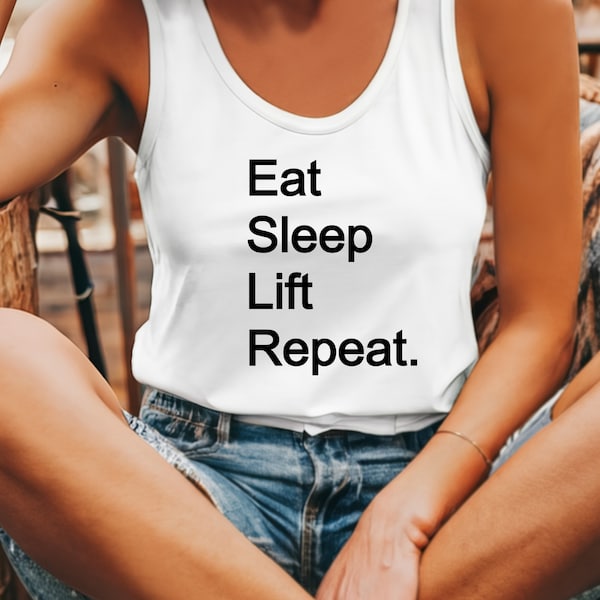 Eat Sleep Lift Repeat Women's Workout Tank Top, Gym Shirt For Women, Gift For Weight Lifter, Gift For Gym Rat