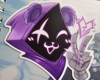 Chef ours violet | Autocollant en vinyle de 3 x 2,63 po.