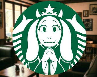 Logo autocollant circulaire Toriel Starbucks | Autocollant en vinyle de 3 x 3 po.
