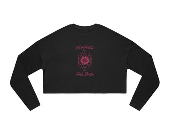 Meditate and Skate Crop Top Long Sleeve Spring Beach Wear For Women Sweater Warm Spiritual Gift Sweatshirt Yoga Mystical Design