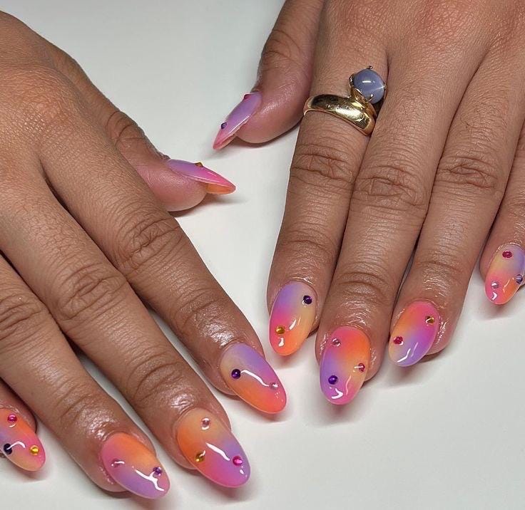 Bright Summer Aura Press on nails set