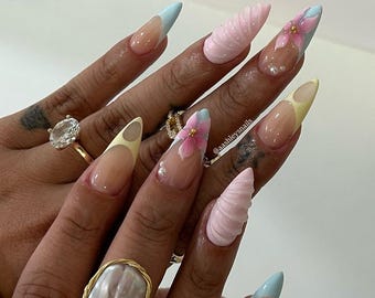 Summer Vacay Press on nails set/ reusable custom luxury nails