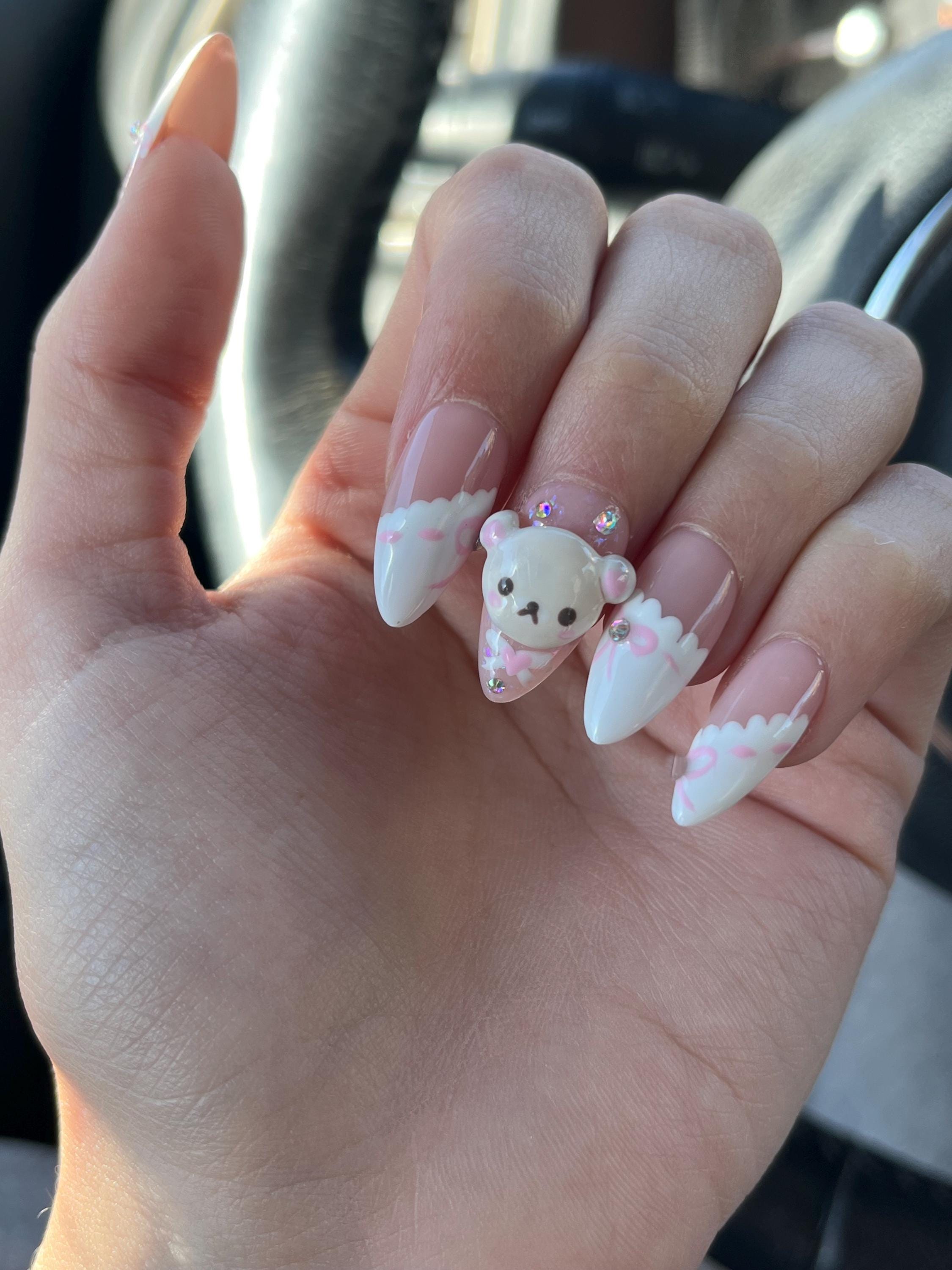 Lace Korilakkuma Press on Nails Set - Etsy Lace Korilakkuma Press on Nails Set - Etsy