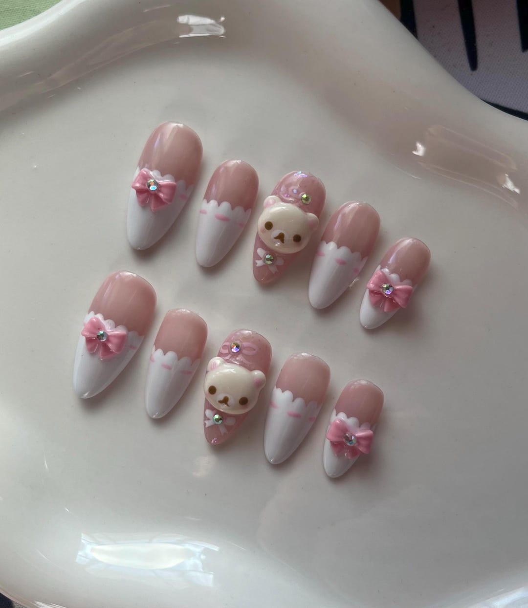 Lace Korilakkuma 3D Press on Nails Set - Etsy