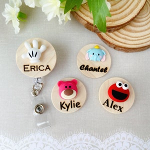 Comic Cartoon 3D Naam Badge Reel / Gepersonaliseerde Zonnebloem Naam Badge / Verpleegkundige Badge Reel / Kantoor Naam Badge Reel