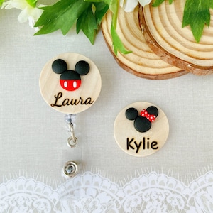 Mickey and Minnie Mouse Inspired Name Badge Reel/ Handmade Personalized Name Badge/ Nurse Badge Reel / Office Name Badge Reel