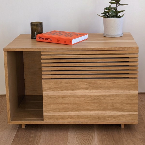 Mid-century Modern Litter Box Cabinet with Door and Front Entrance - Entryway Furniture, Cat Furniture, Litter Box Enclosure