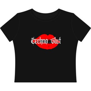 Techno Slut Crop Top, Womens techno shirt, techno crop top, music festival top, rave crop top, edm crop top, rave merch, womens edm top