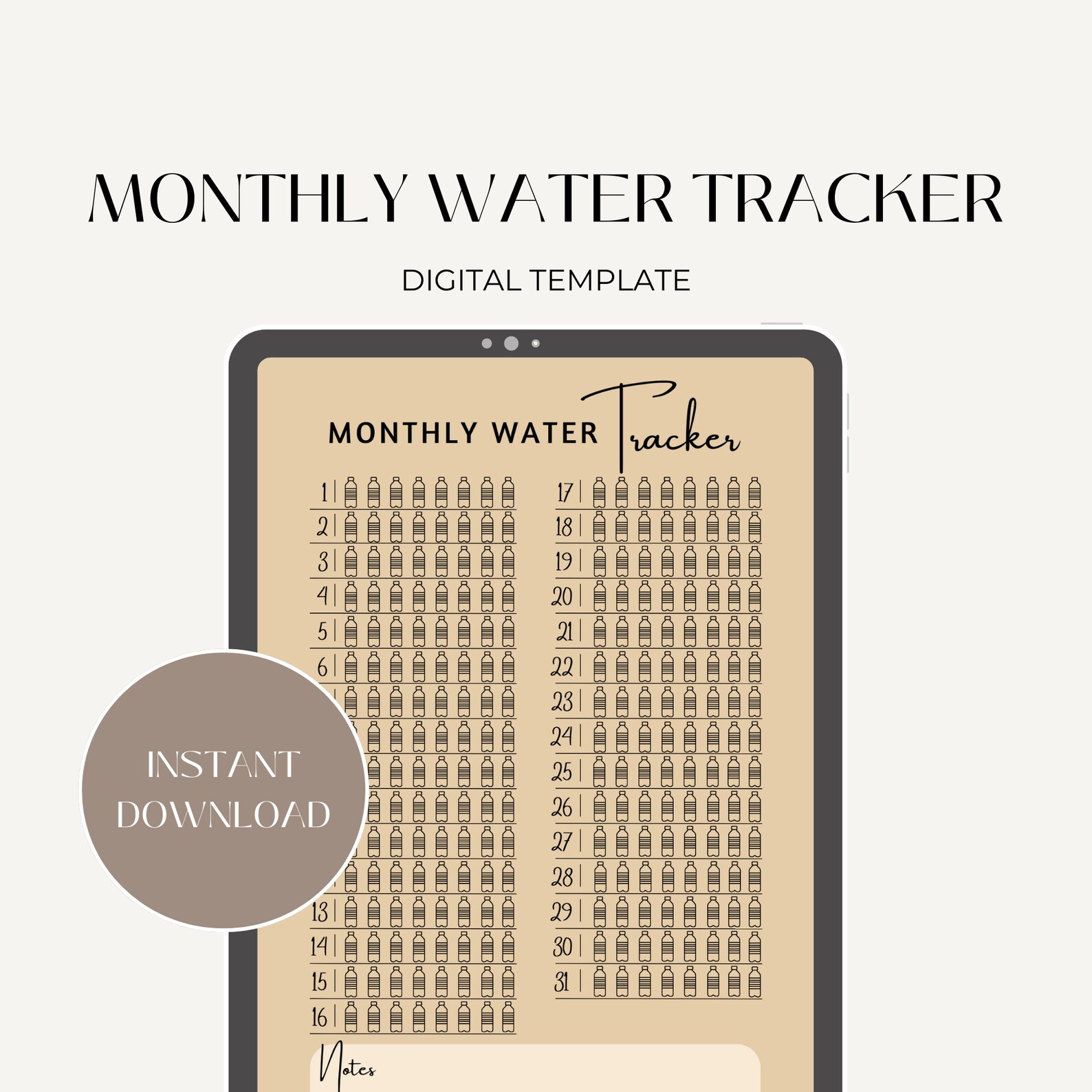 Monthly Water Tracker Printable, Hydration Tracker, Water Intake ...