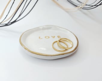 Personalized ring dish aesthetic engagement gift jewelry bowl gold bridesmaid gift for women handmade gift wedding ring dish engraved love