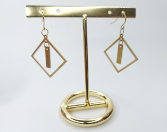 Handmade earrings geometric gift for women brass earrings custom hanging earrings dangle earrings gold earrings elegant big earring circle