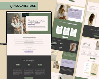 Modello di pagina di vendita Squarespace Minimal Wellness, pagina di vendita del programma esclusivo, Squarespace 7.1, coach del sito web Squarespace, pagina di vendita del coach