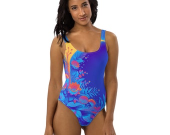 One-Piece Women Swimsuit Summer Indoor Swimwear Fashionable Mother Wife Flowers Chlorine Resistance Gift  Customized Girlfriend Size XS-3XL
