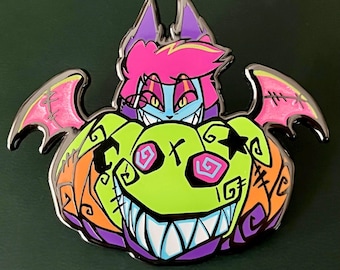 Pumpkin Bat Alastor Halloween Hazbin Hotel Fan Pin