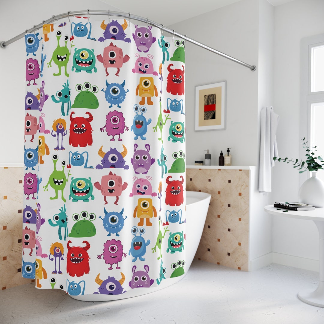 Monster Shower Curtain Kids Shower Curtain, Kids Bathroom, Funky