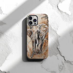 Elephant iPhone Tough Case - Trendy Safari Design, Wildlife Phone Case, Elephant Phone Case, iPhone 16 15 14 13 12 11 pro max s plus x