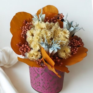 Small Dried Floral Arrangement - Rustic Boho Home Decor Accent