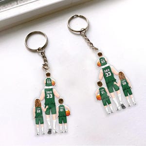 Porte-clés personnalisé pour papa et enfants de basket-ball, anniversaire, cadeau de fête des pères pour amateur de basket-ball, joueur de basket-ball, cadeau pour papa grand-père mari