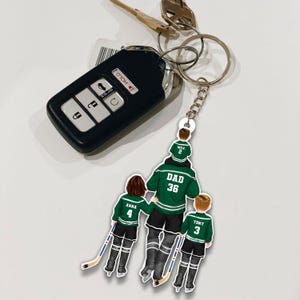 Porte-clés personnalisé pour papa et enfants de hockey, anniversaire, cadeau de fête des pères pour amateur de hockey, joueur de hockey, cadeau pour grand-père mari de hockeyeur