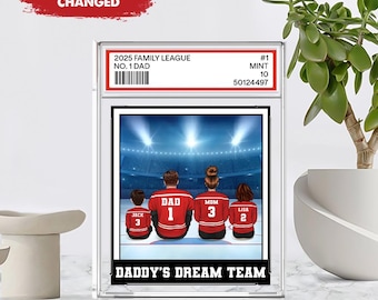 Benutzerdefinierte Hockey Familie Sammelkarte Stil Benutzerdefinierte Acrylblock Plakette, Geburtstag Vatertagsgeschenk für Hockeyliebhaber Hockeyspieler