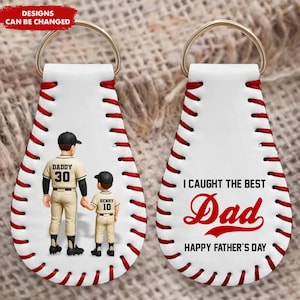 Wir haben den besten Papa gefangen, kundenspezifischer Lederschlüsselbund, Geburtstag, Vatertagsgeschenk für Baseball-Vater-Großvater-Ehemann, Baseball-Liebhaber-Baseballspieler