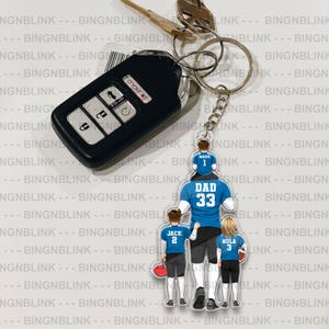 Porte-clés personnalisé football papa et enfants, anniversaire, cadeau fête des pères pour amateur de football américain, joueur de football, cadeau pour papa grand-père mari