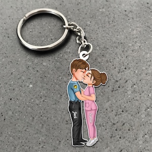 Llavero personalizado de enfermera y policía, regalo de San Valentín, boda, cumpleaños, aniversario para pareja, esposa, esposo, amigo, regalo de enfermera, regalo de policía