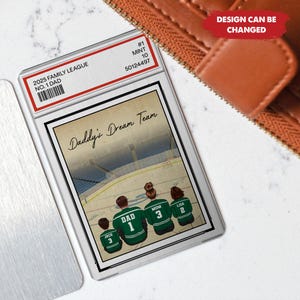 Hockey sur glace n°1 papa, grand-père et enfants carte portefeuille personnalisée de style carte à collectionner, cadeau d'anniversaire de fête des pères pour amateur de hockey sur glace, joueur de hockey