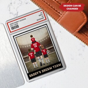 Football no. 1 papa grand-père homme et enfants style carte à collectionner carte portefeuille personnalisée, cadeau d'anniversaire de fête des pères pour amateur de football joueur de football