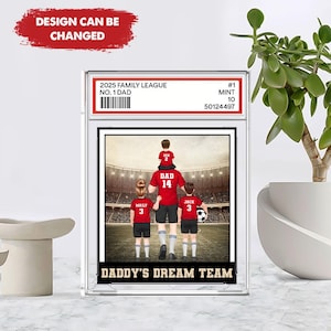 Fußball Nr. 1 Papa Opa Mann & Kinder Sammelkarte Stil Benutzerdefinierte Acrylblock Plakette, Geburtstag Vatertagsgeschenk für Fußballliebhaber Fußballspieler