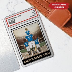 Honkbal nr. 1 vader opa man en kinderen Trading Card-stijl aangepaste portemonnee, verjaardag, Vaderdagcadeau voor honkballiefhebber, honkbalspeler