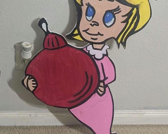 Hand Painted Cindy Lou Who Wooden Cutout – Grinch Christmas Decor