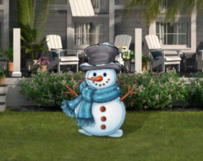 Smiley Snowman Wooden Christmas Yard Decoration – All Weather,