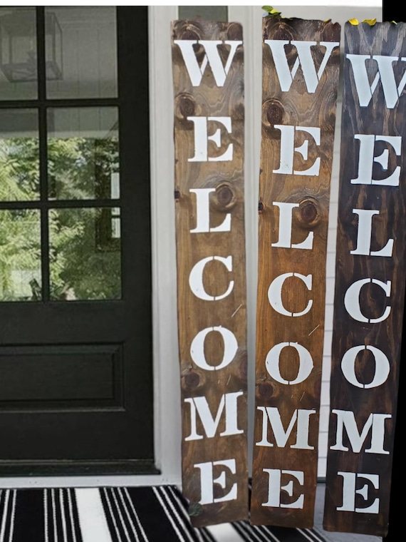 Welcome Heavy Weighted All Weather Wooden Porch Leaner Sign