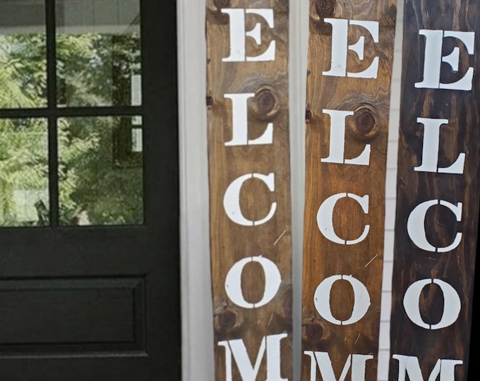 Welcome Heavy Weighted All Weather Wooden Porch Leaner Sign