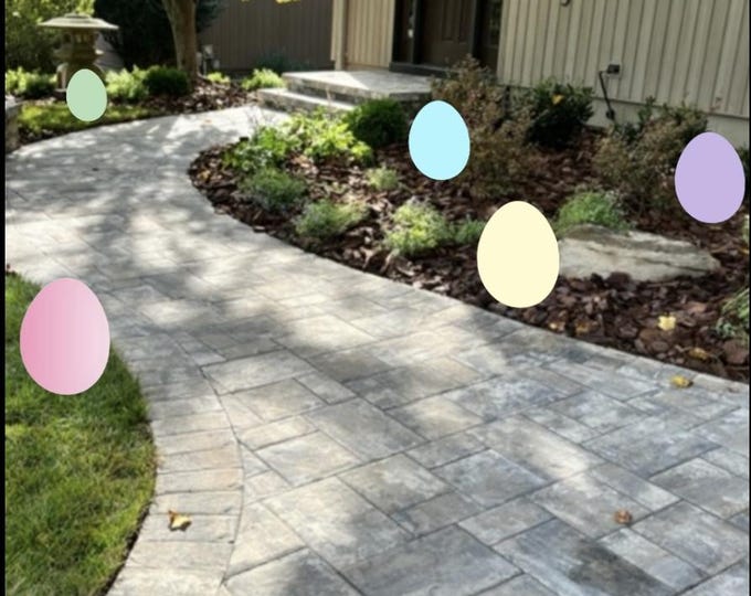 Set of Handpainted Solid Wood Large Easter  Egg Pathway Markers Yard Decorations  - Duel Sided -Sealed  - Hardware included /Posts Available