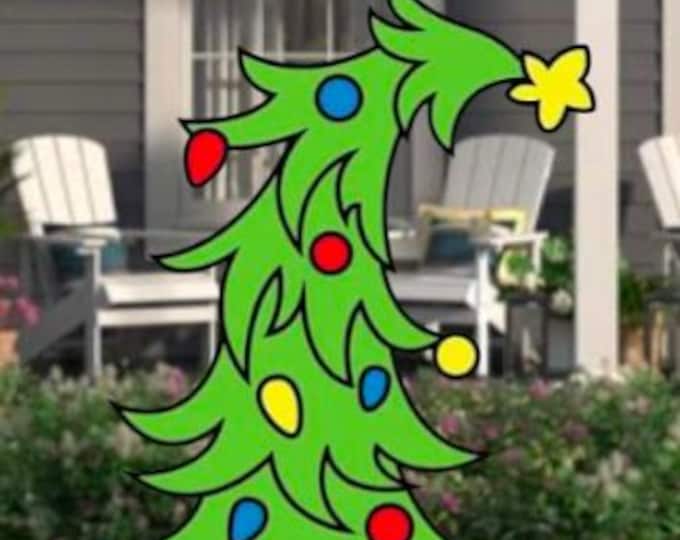 The Grinch Leaning Christmas Tree Wooden Christmas Cutout- Sealed- HandPainted- Solid Wood